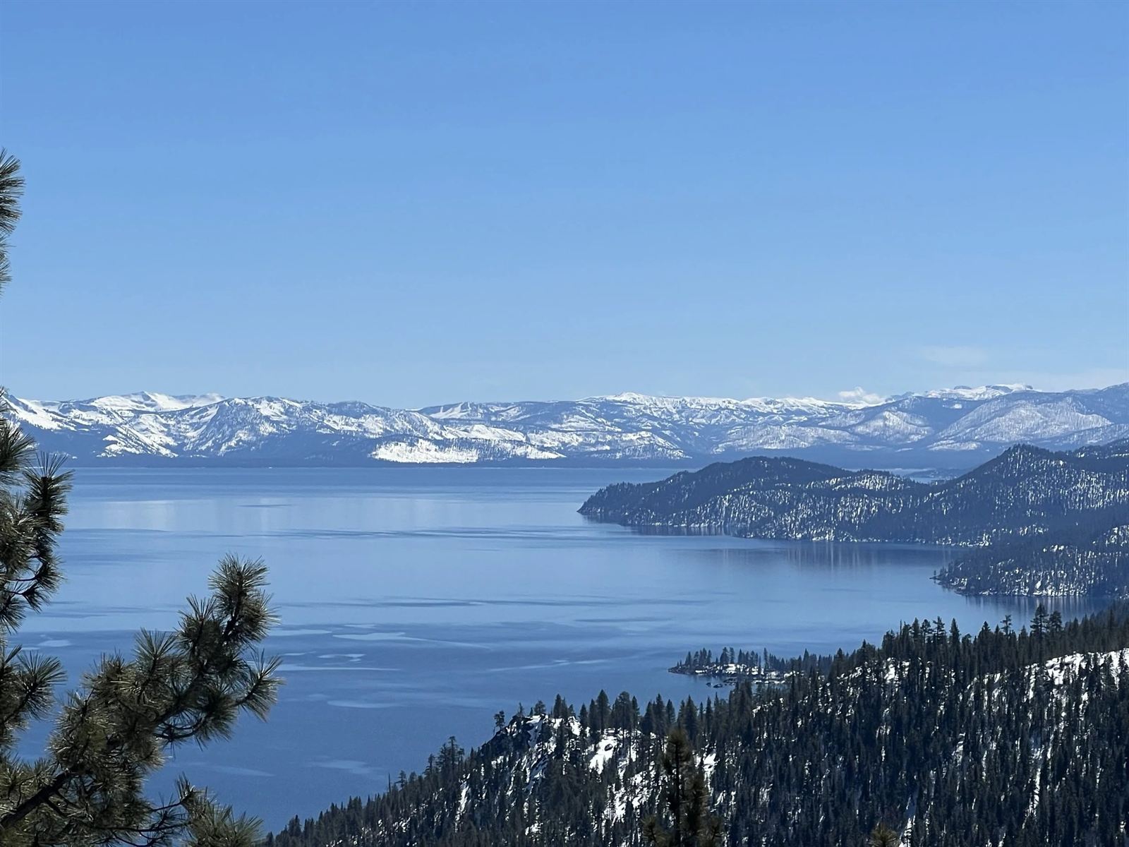 Granite peaks of the Sierra Nevada rising above Lake Tahoe